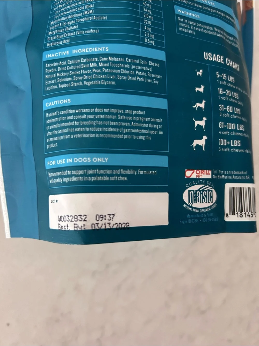 Vet IQ Hip & Joint Soft Chews for Dogs — UNOPENED